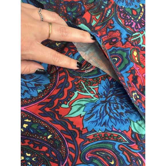 Code Zero Shirt Men's Large Paisley Blue Button Up Rayon Vintage *With Flaw* - Picture 6 of 8